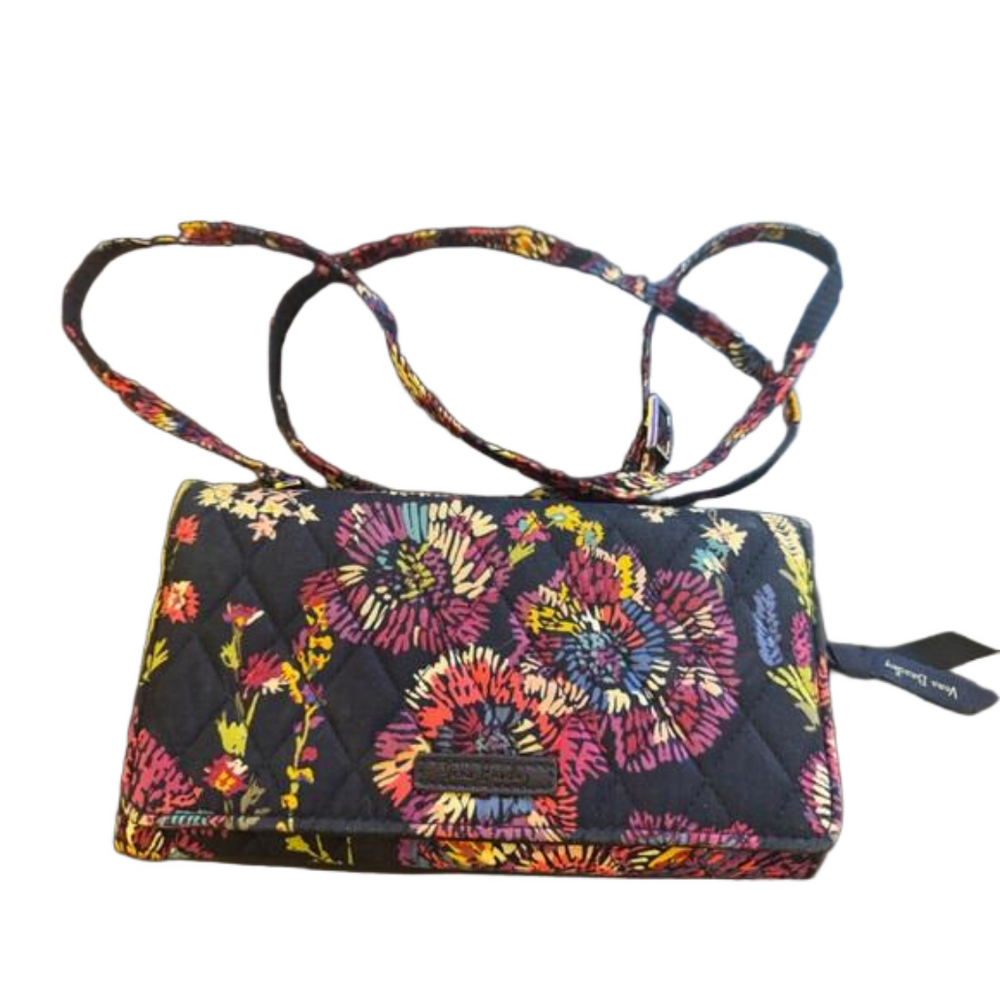 VERA BRADLEY Crossbody RFID Wallet In Midnight Wildflower